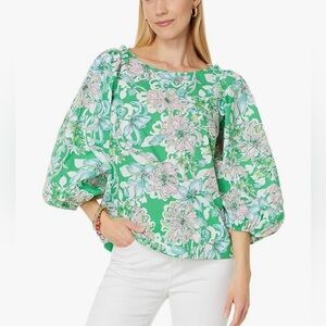 Lilly Pulitzer Barbara Top | Spearmint Blossom Views | NWT Size 00